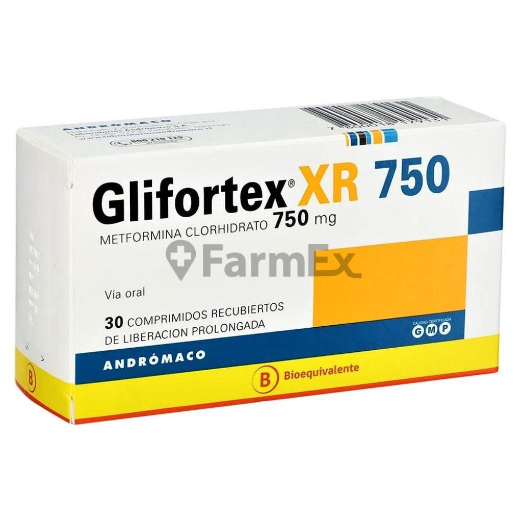 Glifortex XR Metformina 750 mg. x 30 Comprimidos de Liberación Prolongada ANDROMACO